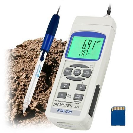 PCE INSTRUMENTS pH Meter, with pH-Electrode and Temperature Probe PCE-228SLUR